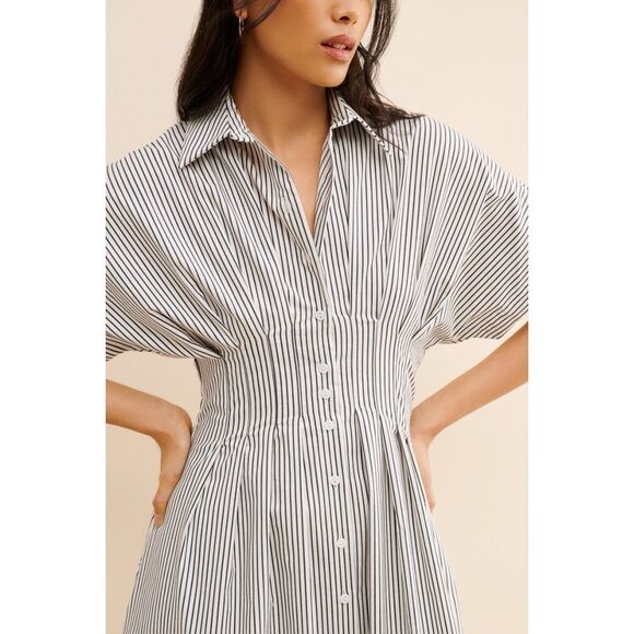 New Anthropologie The Tobie Button-Front Pleated Shirt Dress by Exquise Size Xs - Picture 7 of 12